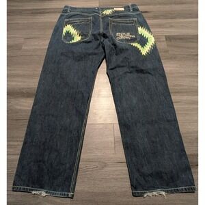 Vintage Enyce Men's Baggy Hip Hop Grunge Wide Leg Dark Wash Denim Size 42x32.5